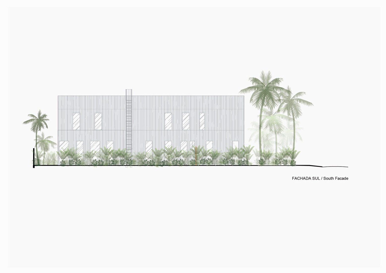 South elevation. "Casa da Sombra" by Laurent Troost Architectures.