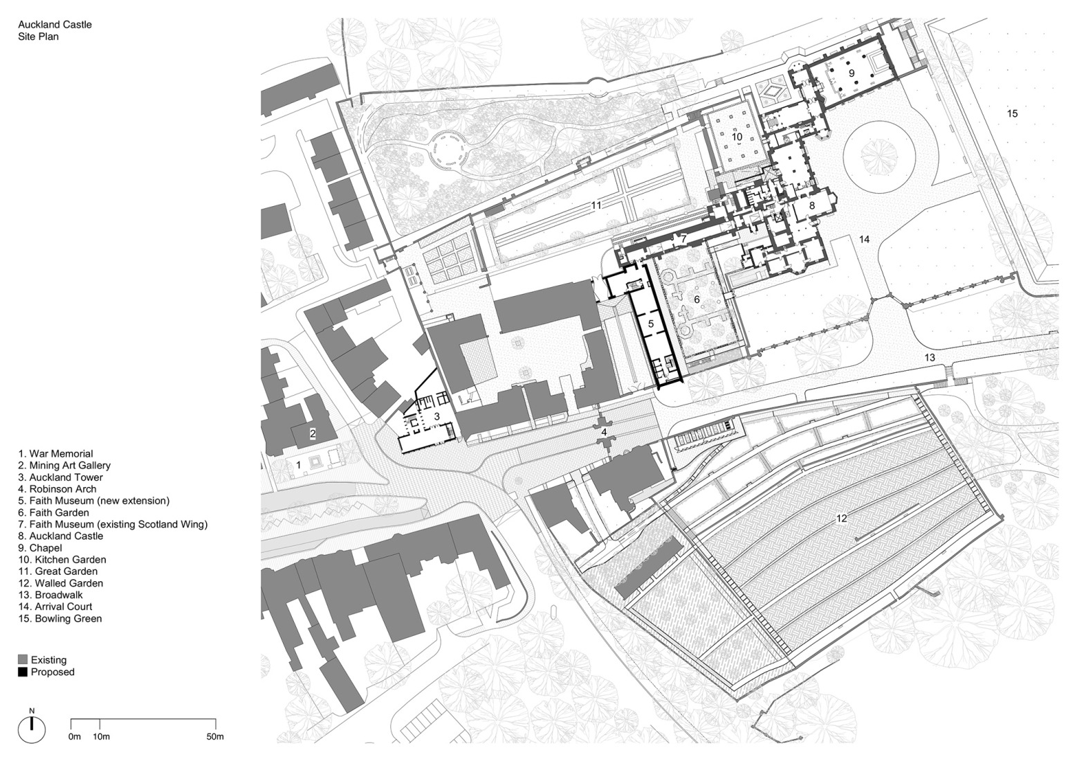 Site plan. The Faith Museum for The Auckland Project by Níall McLaughlin Architects.