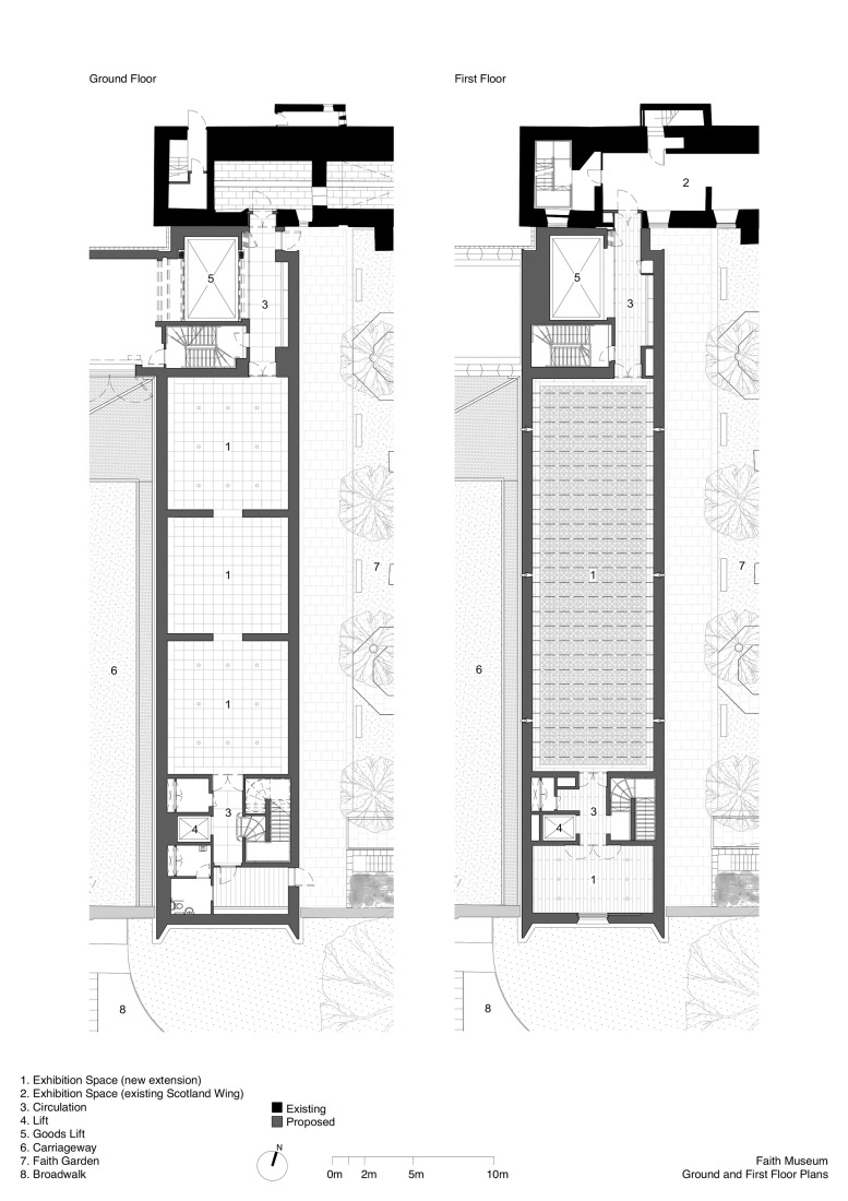 Ground and first floor plans. The Faith Museum for The Auckland Project by Níall McLaughlin Architects.