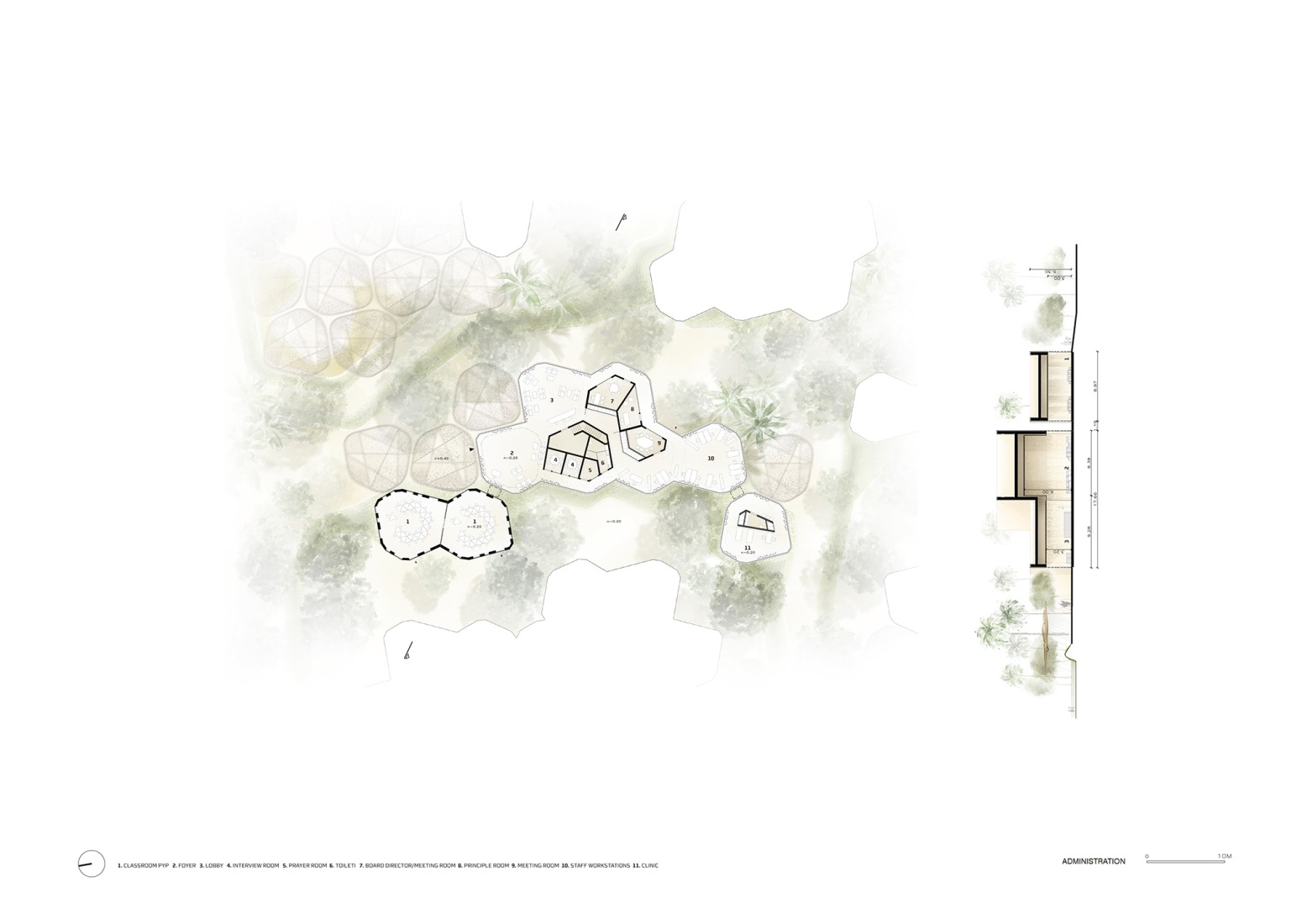 Administration floor plan. Dar Al Marefa School by RCR Arquitectes.
