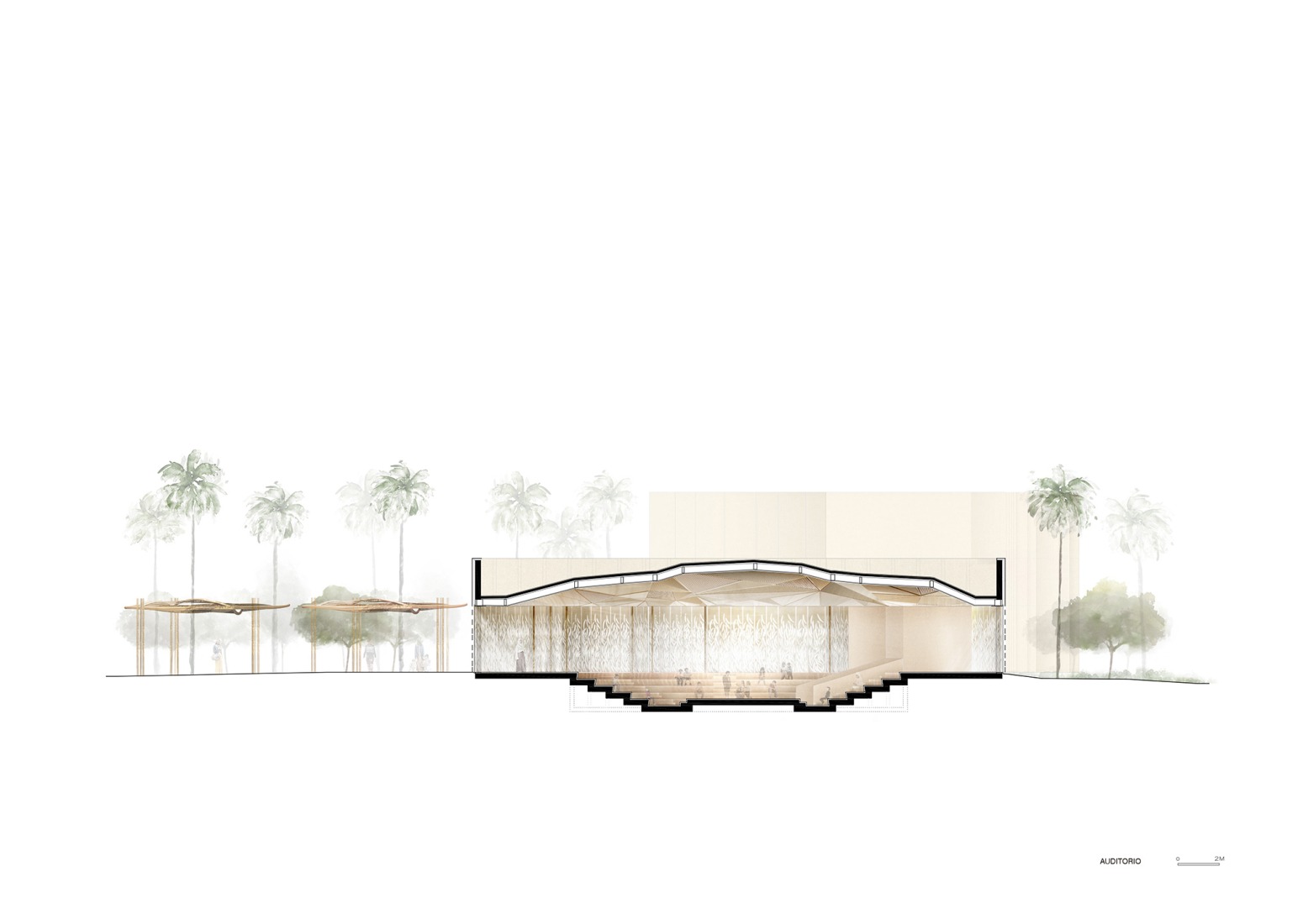 Auditorium Section. Dar Al Marefa School by RCR Arquitectes.