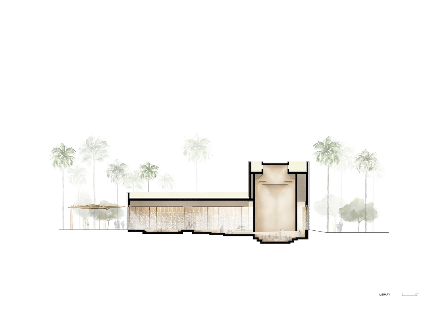 Library Section. Dar Al Marefa School by RCR Arquitectes.