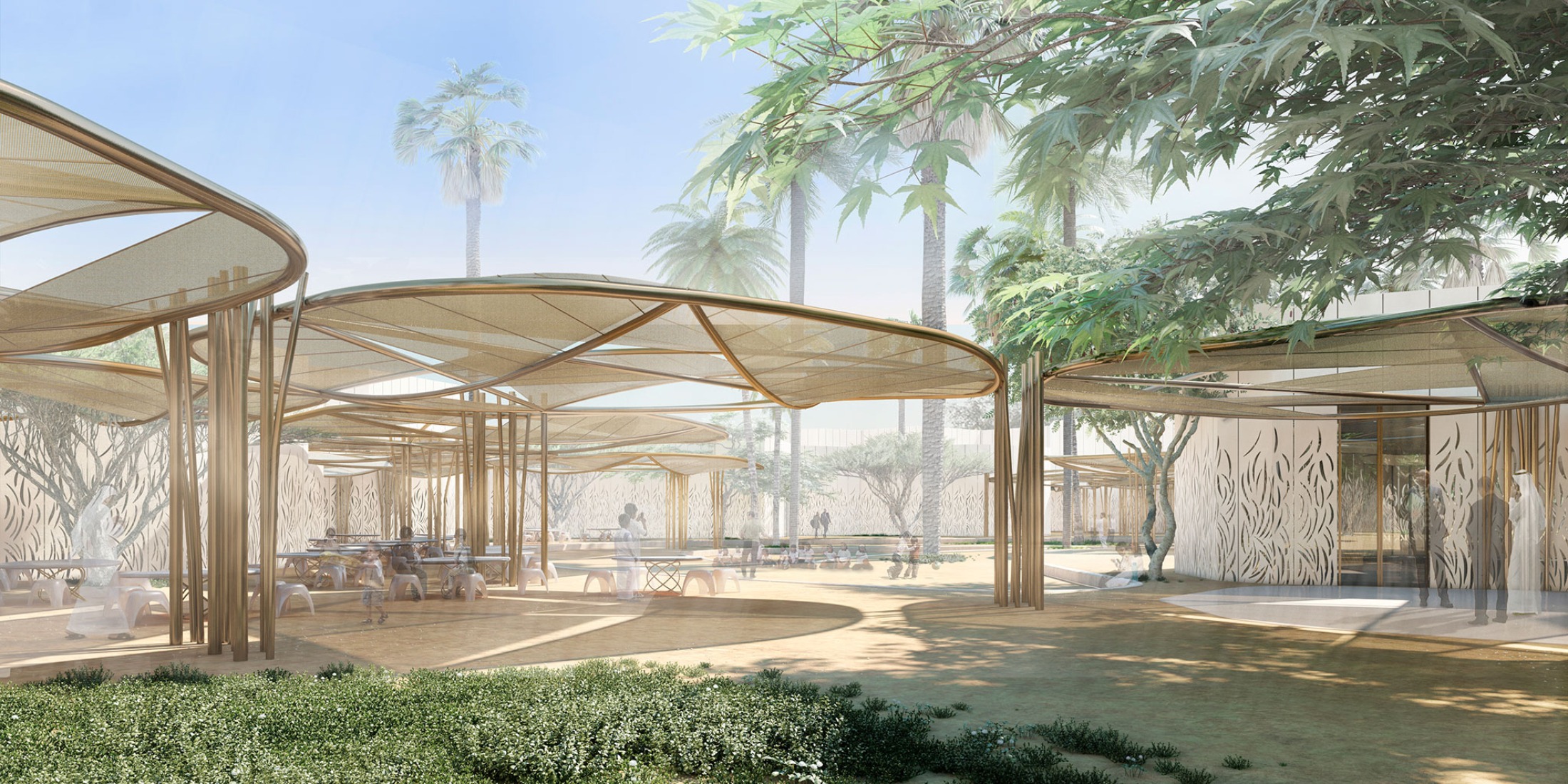 Rendering. Dar Al Marefa School by RCR Arquitectes.