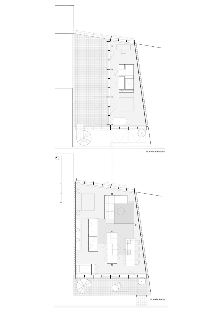 Plano de planta baja y primera. Casa Villano por AOCR. 