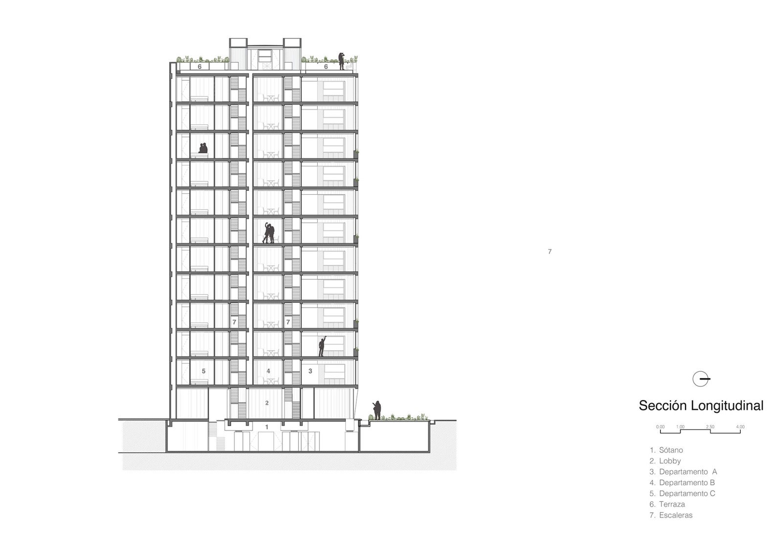Sección. ONTO Tonalá por CRB arquitectos.