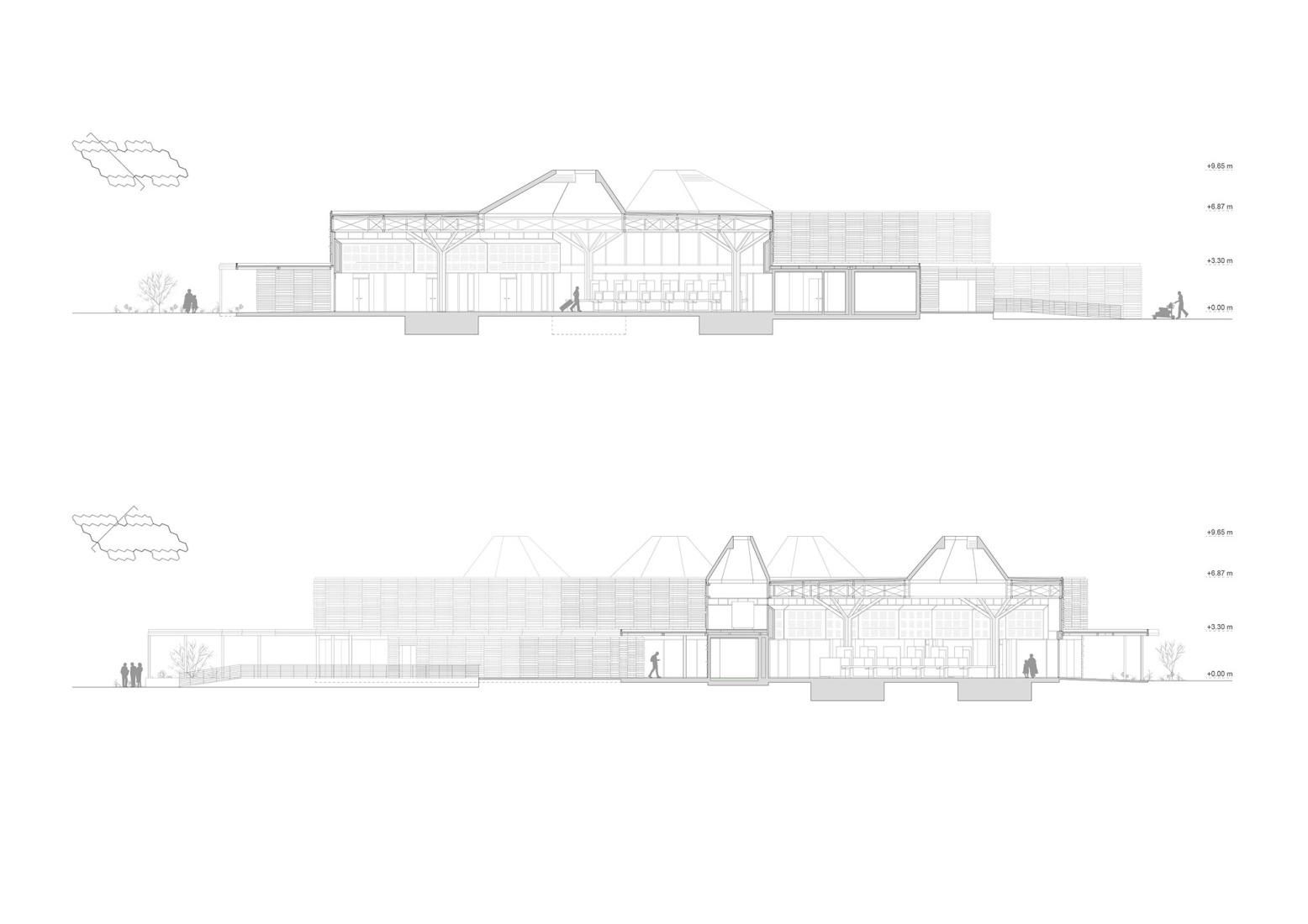 Secciones. Terminal pública de pasajeros de Tarragona por Hombre de Piedra Arquitectos. 