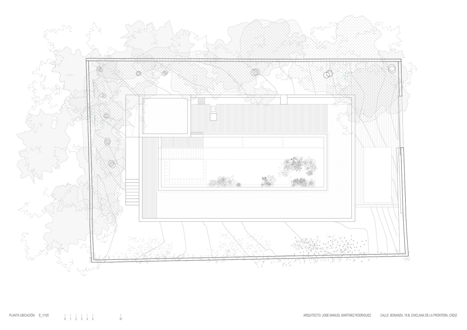 Rooftop plan. Urban cortijo-house by José Manuel Martínez Rodríguez.