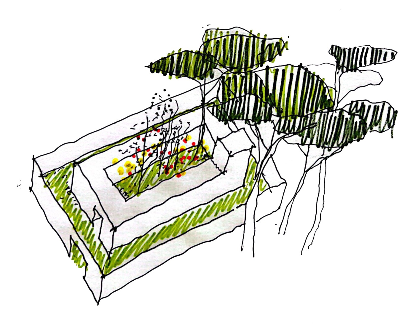 Sketch. Urban cortijo-house by José Manuel Martínez Rodríguez.