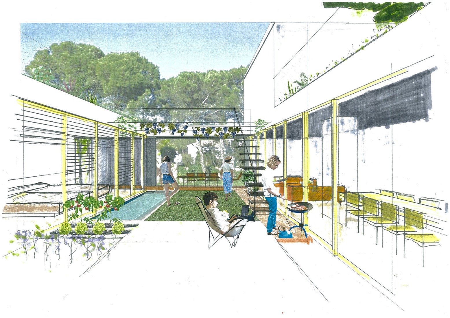 Sketch. Urban cortijo-house by José Manuel Martínez Rodríguez.