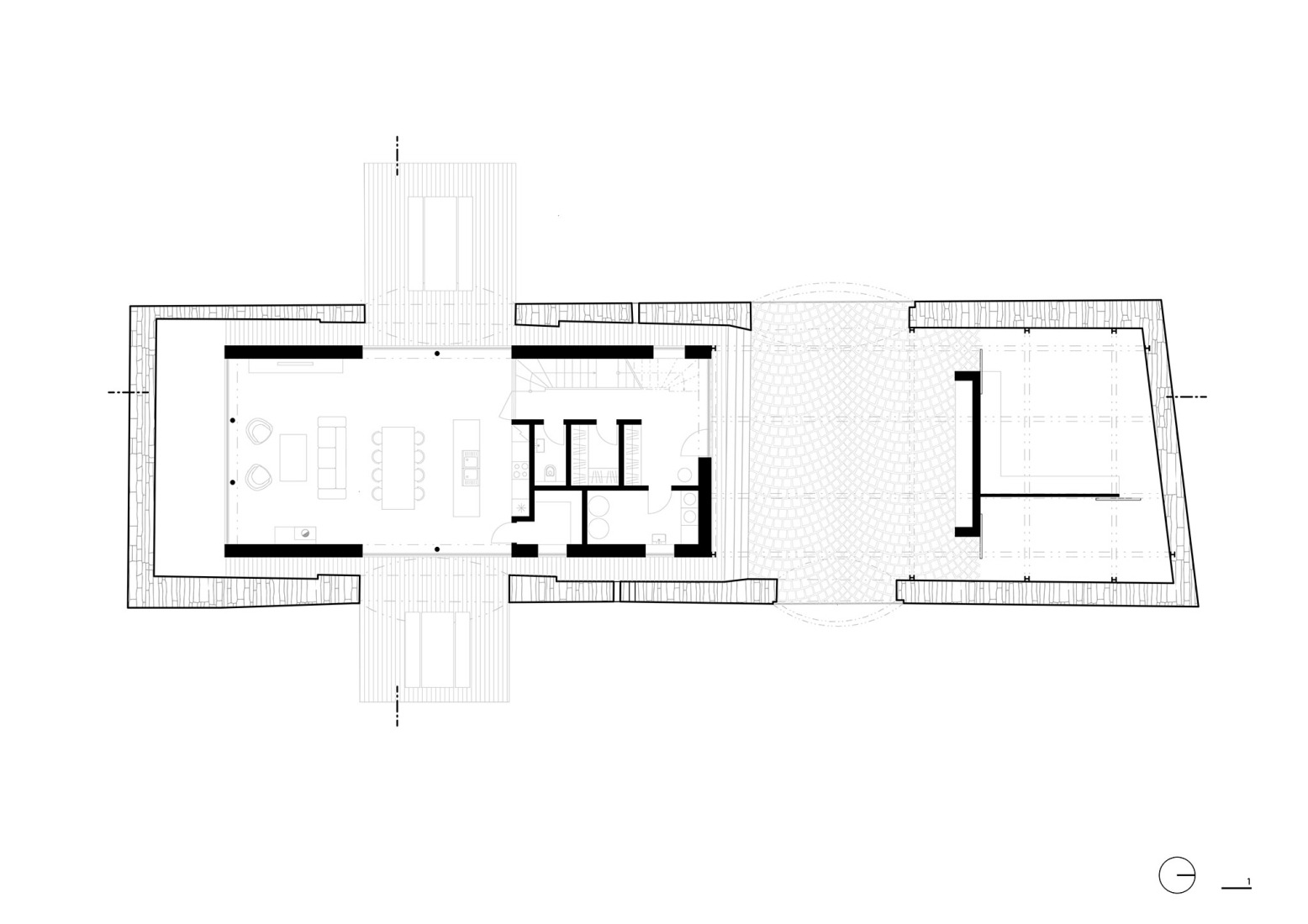 Ground floor plan. The Forgotten Barn by Karnet architekti.