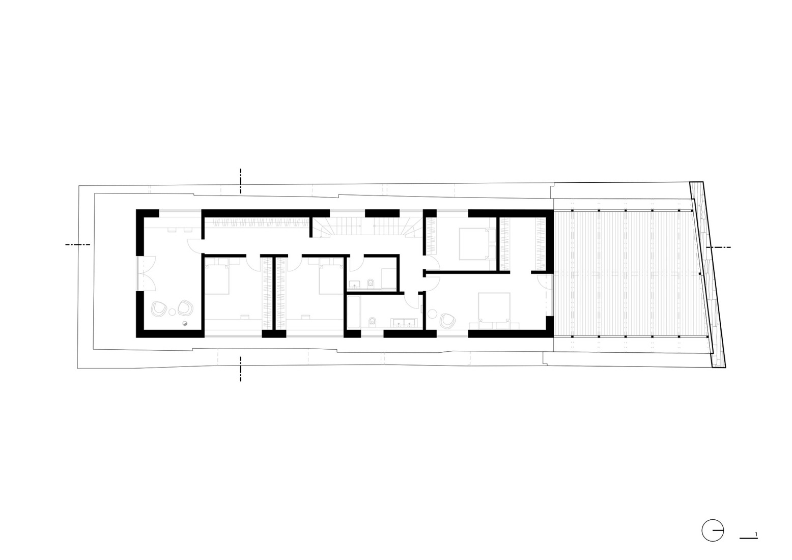 First floor plan. The Forgotten Barn by Karnet architekti.