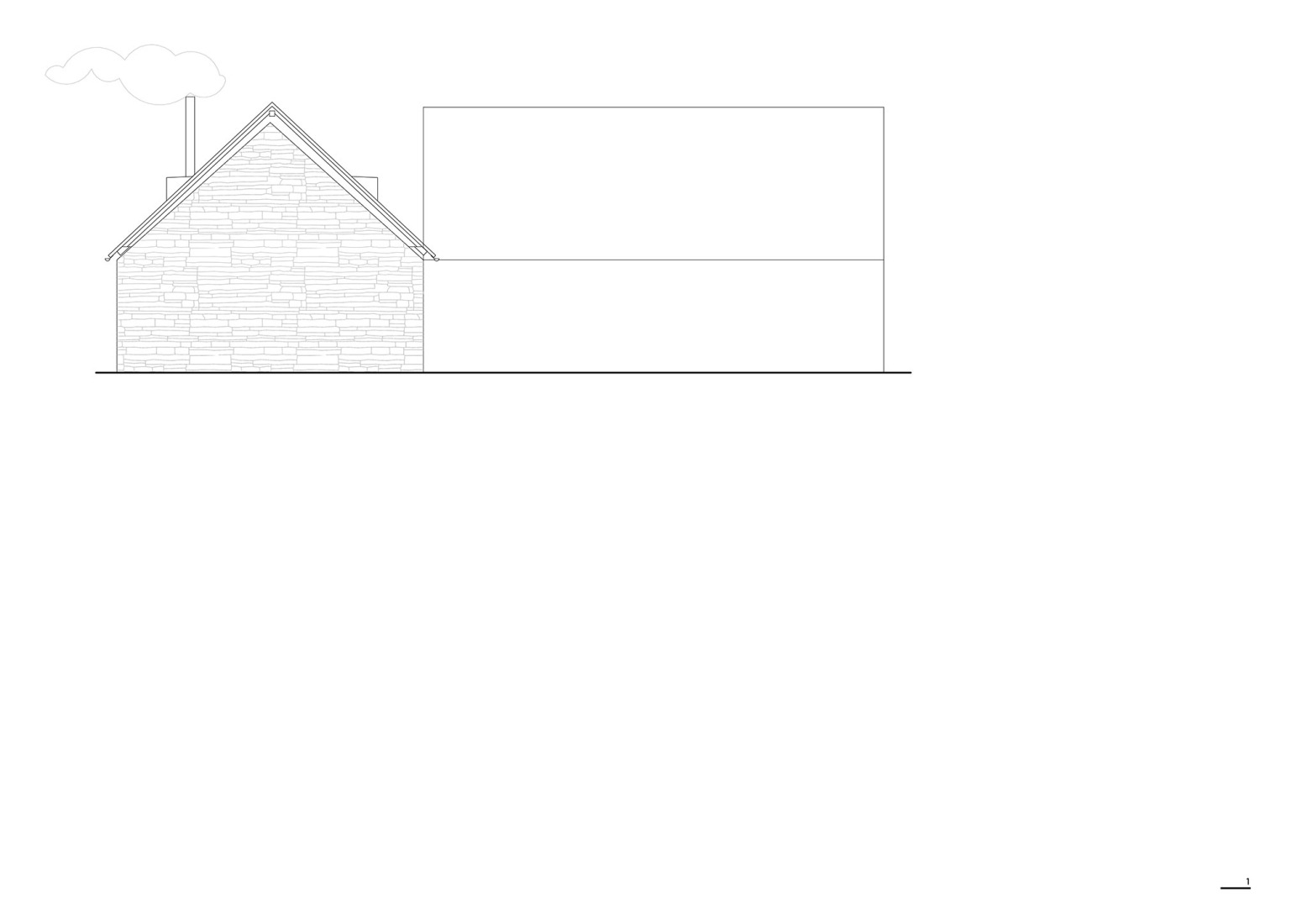 Elevation. The Forgotten Barn by Karnet architekti.