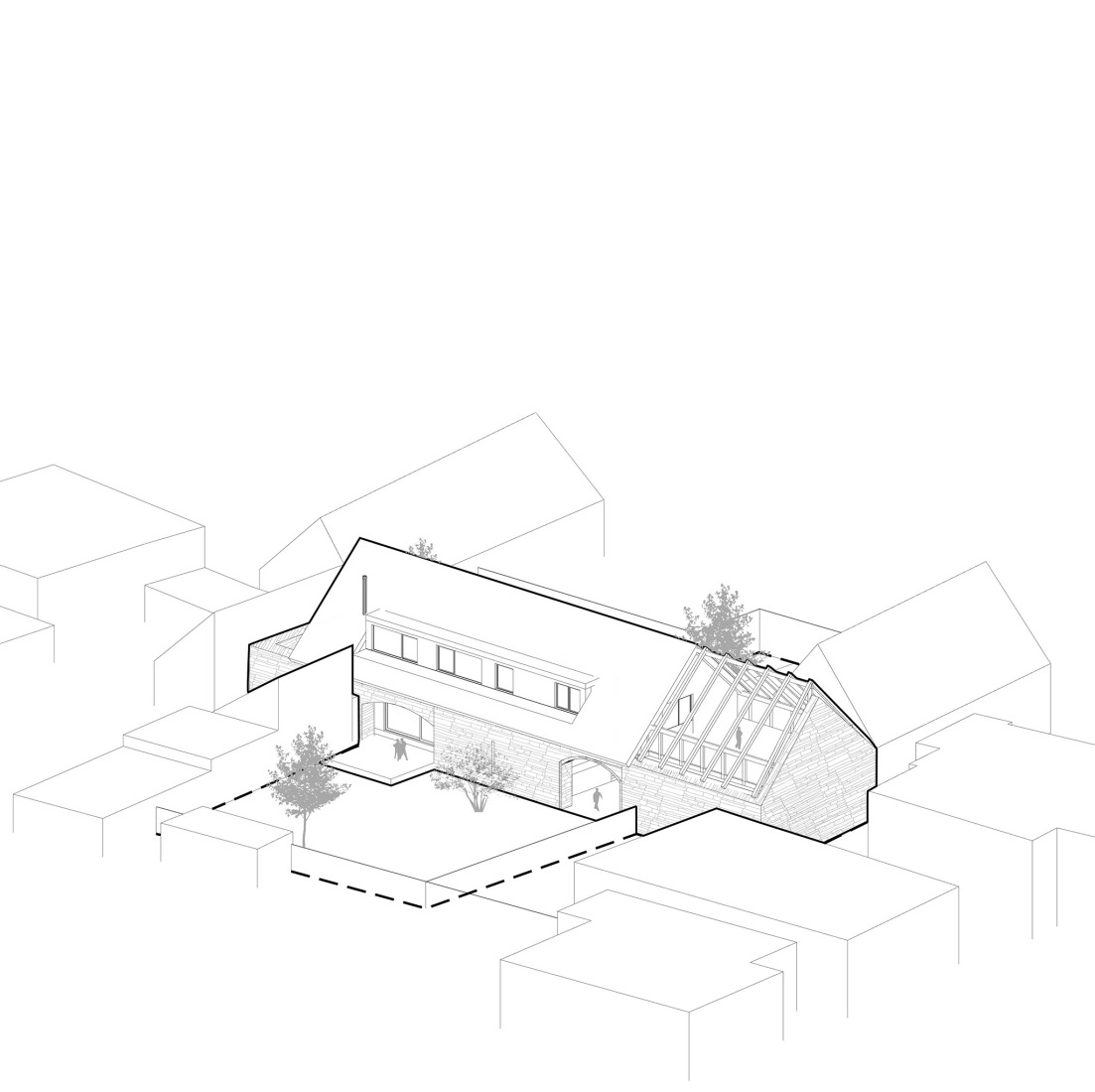 Axonometry. The Forgotten Barn by Karnet architekti.