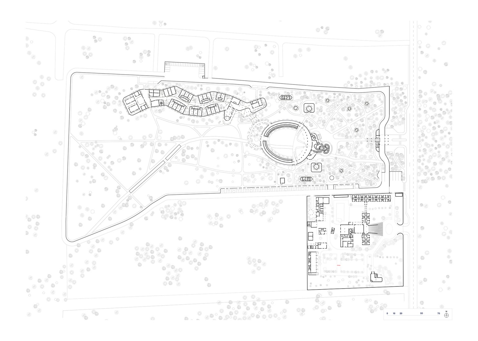 Plan maestro. Centre des Cultures et Spiritualités Ewés por Kéré Architecture.