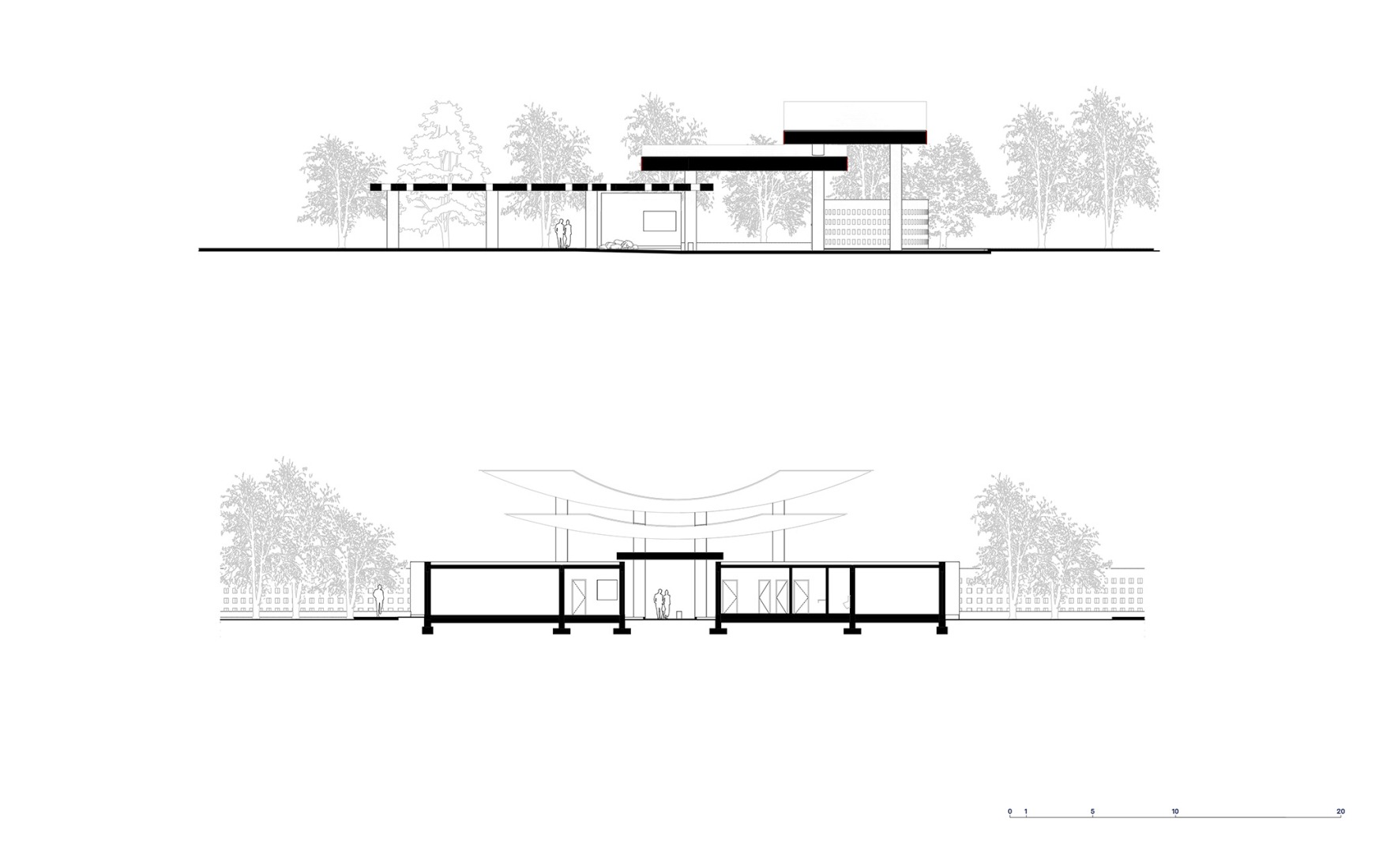 Sección del acceso principal. Centre des Cultures et Spiritualités Ewés por Kéré Architecture.