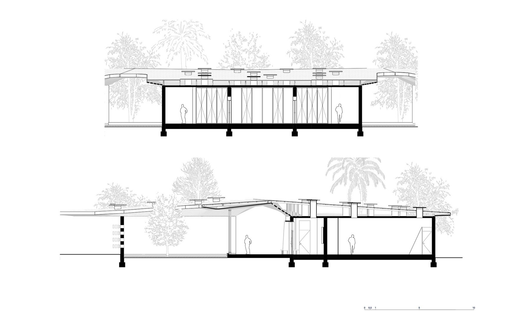 Sección del Museo. Centre des Cultures et Spiritualités Ewés por Kéré Architecture.