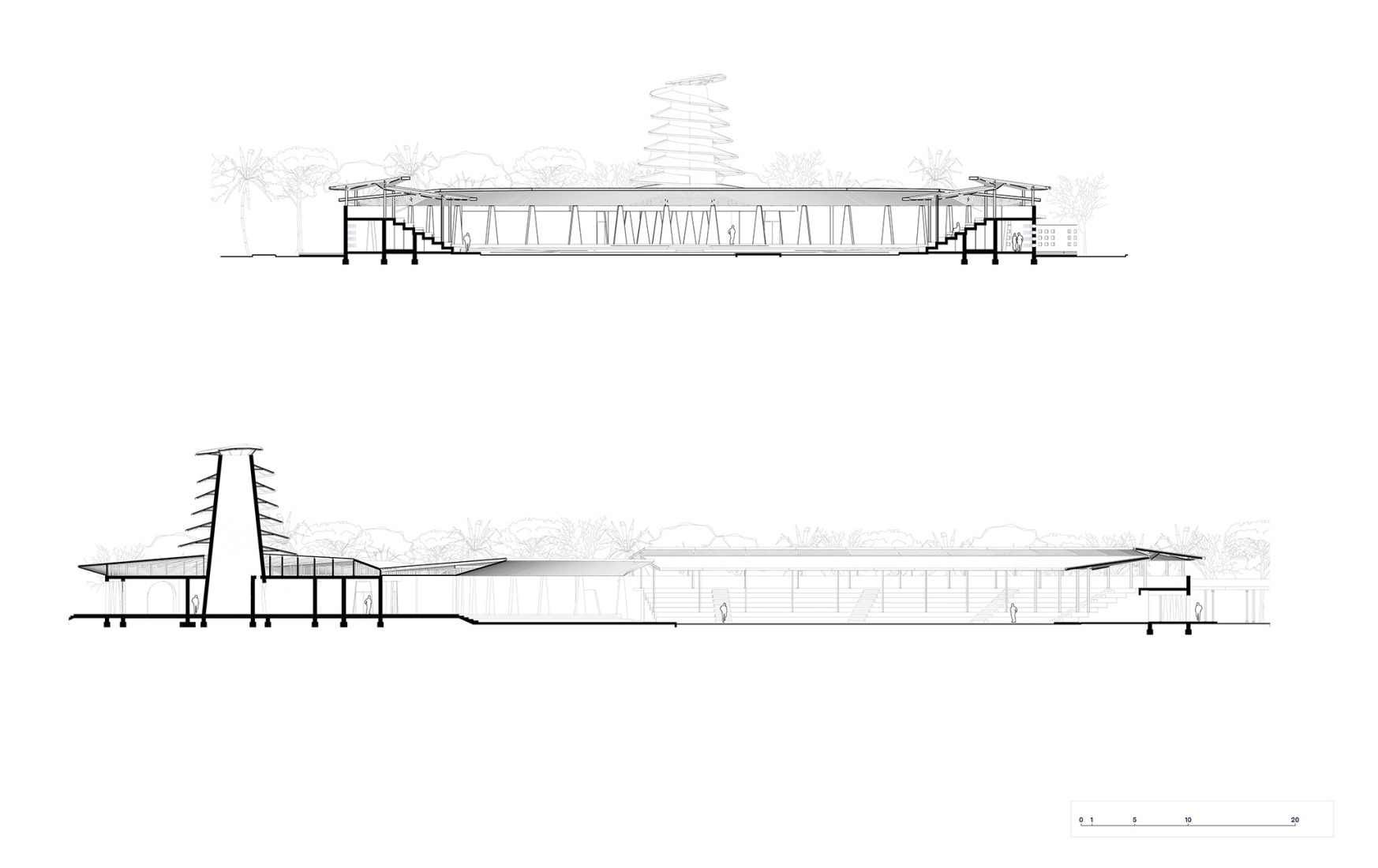 Sección del Anfiteatro. Centre des Cultures et Spiritualités Ewés por Kéré Architecture.