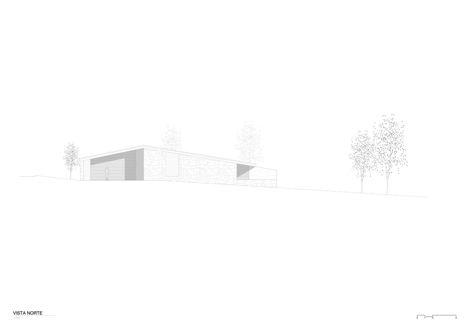 Alzado norte. Casa Chacarera por Tectum Arquitectura.