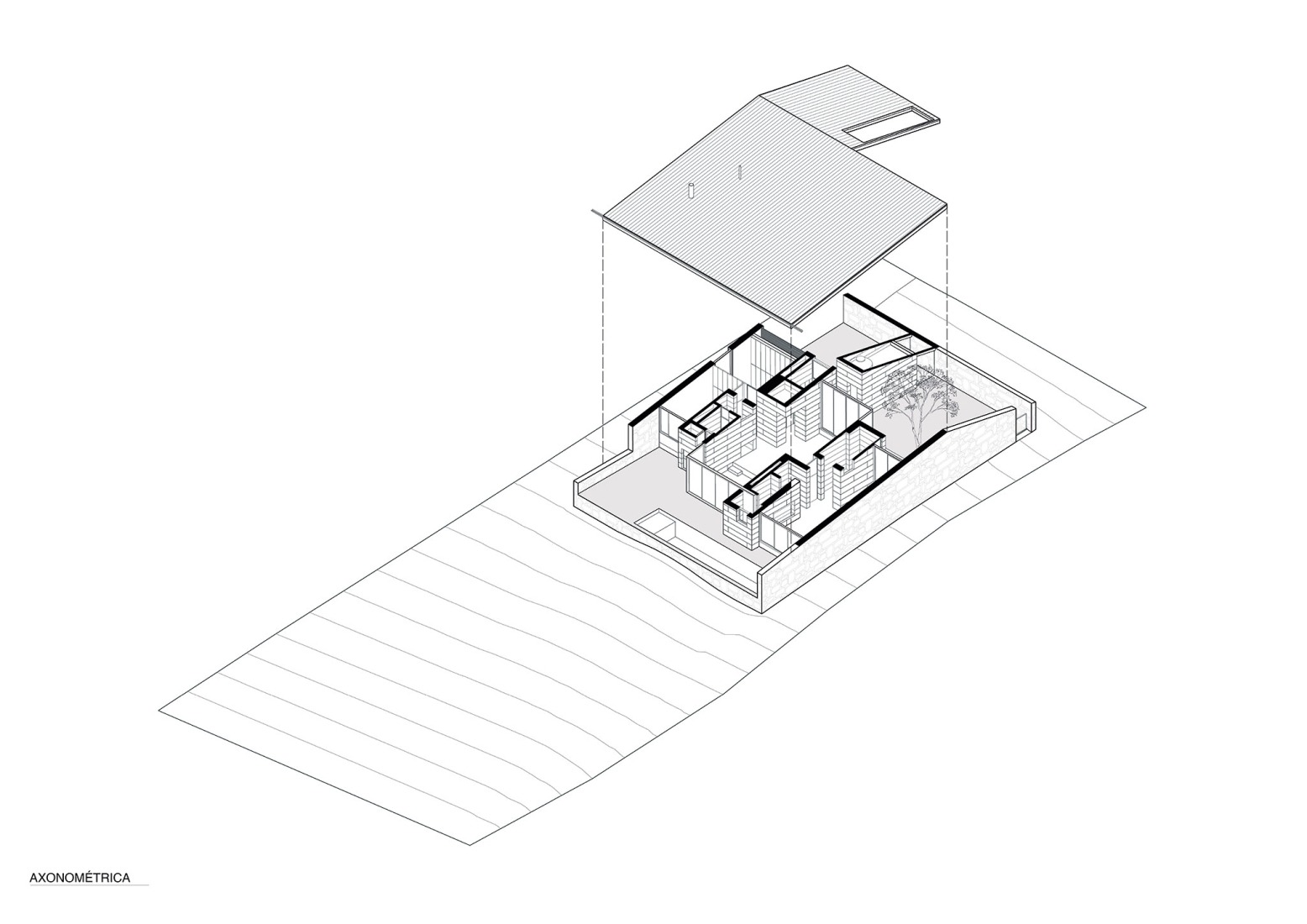 Axonométrica. Casa Chacarera por Tectum Arquitectura.