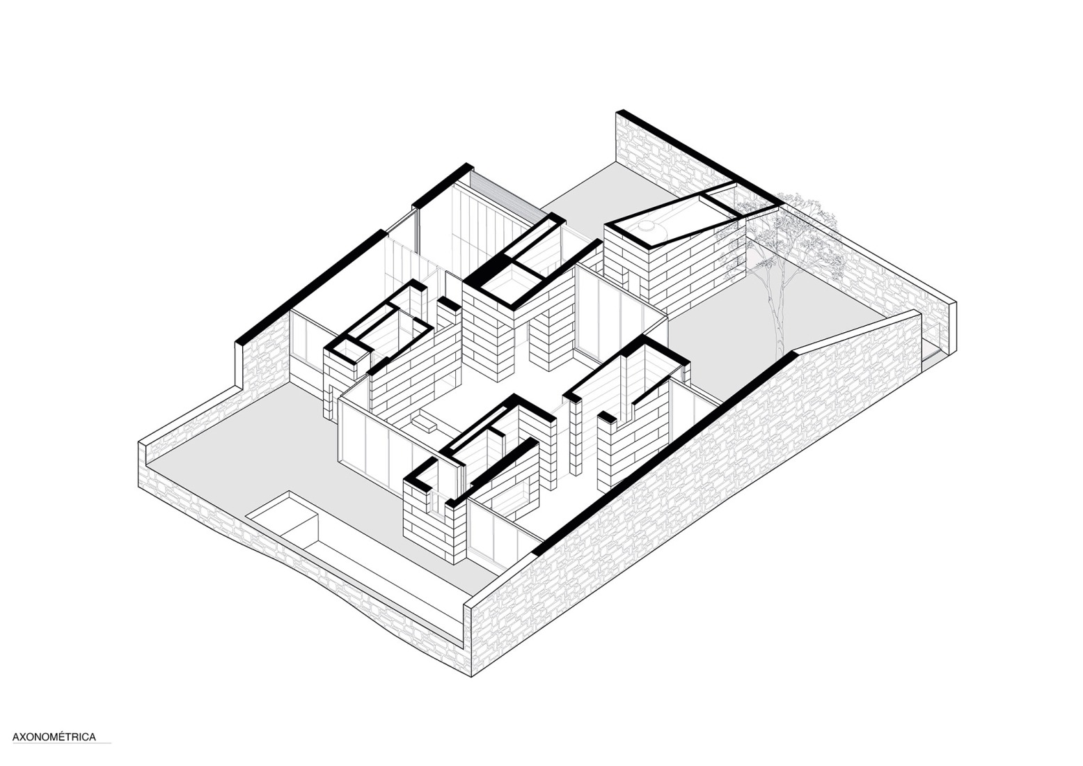 Axonométrica. Casa Chacarera por Tectum Arquitectura.