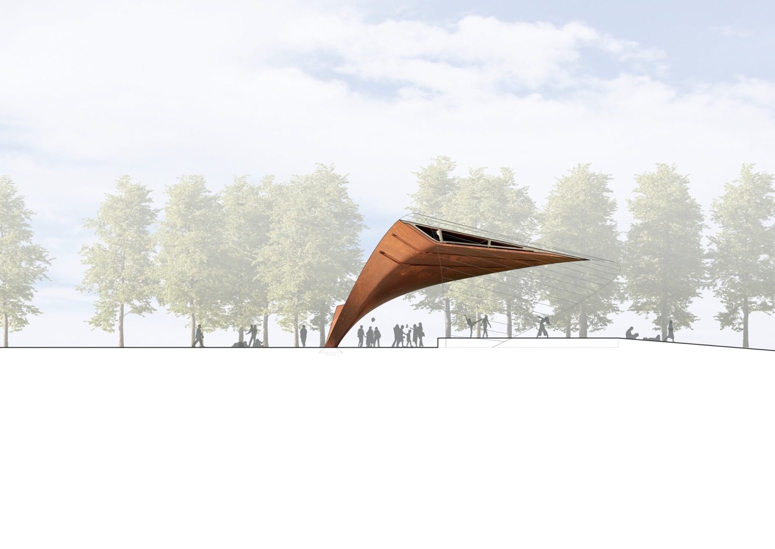 Sección. Pabellón del parque Luther George por Trahan Architects. 