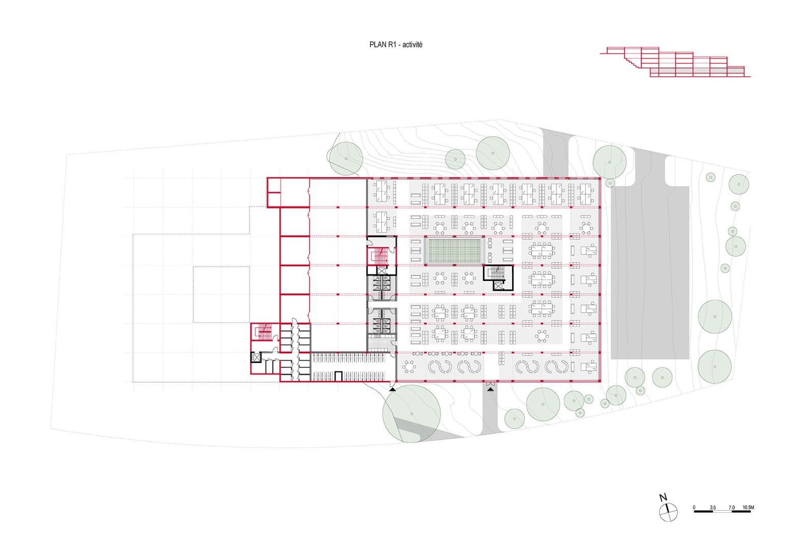 First floor plan. Jean Moulin by AZC architectes.