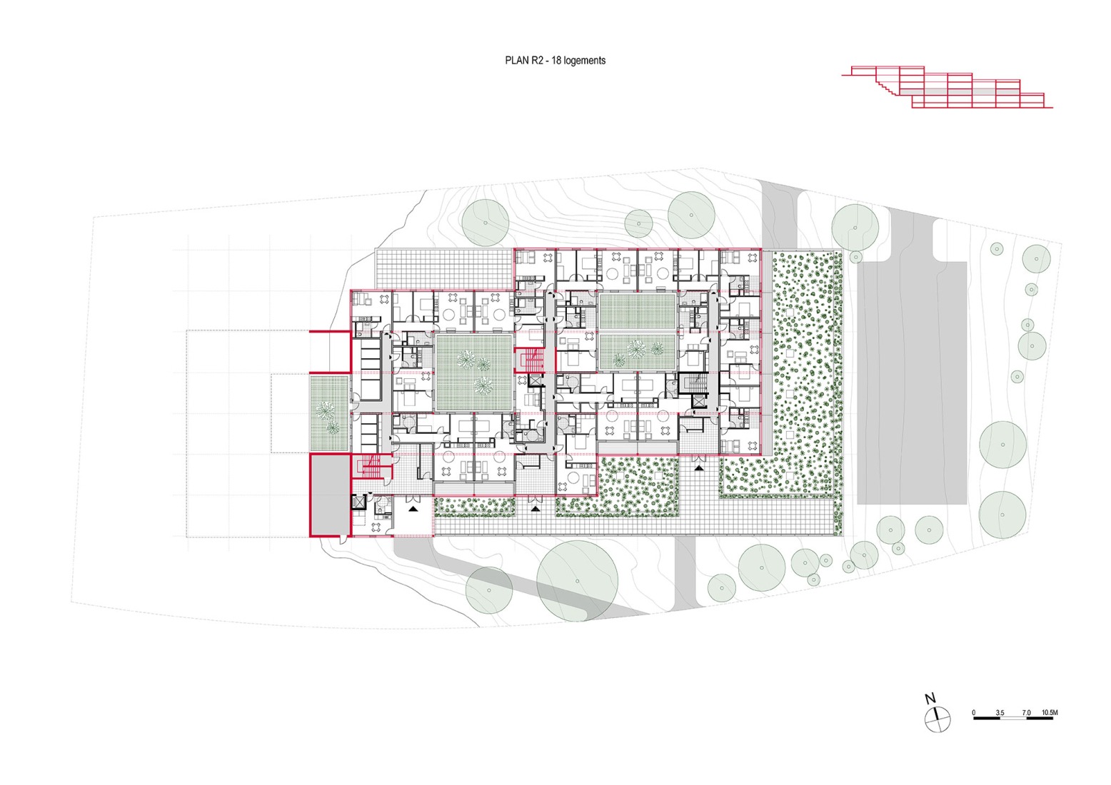 Second floor plan. Jean Moulin by AZC architectes.