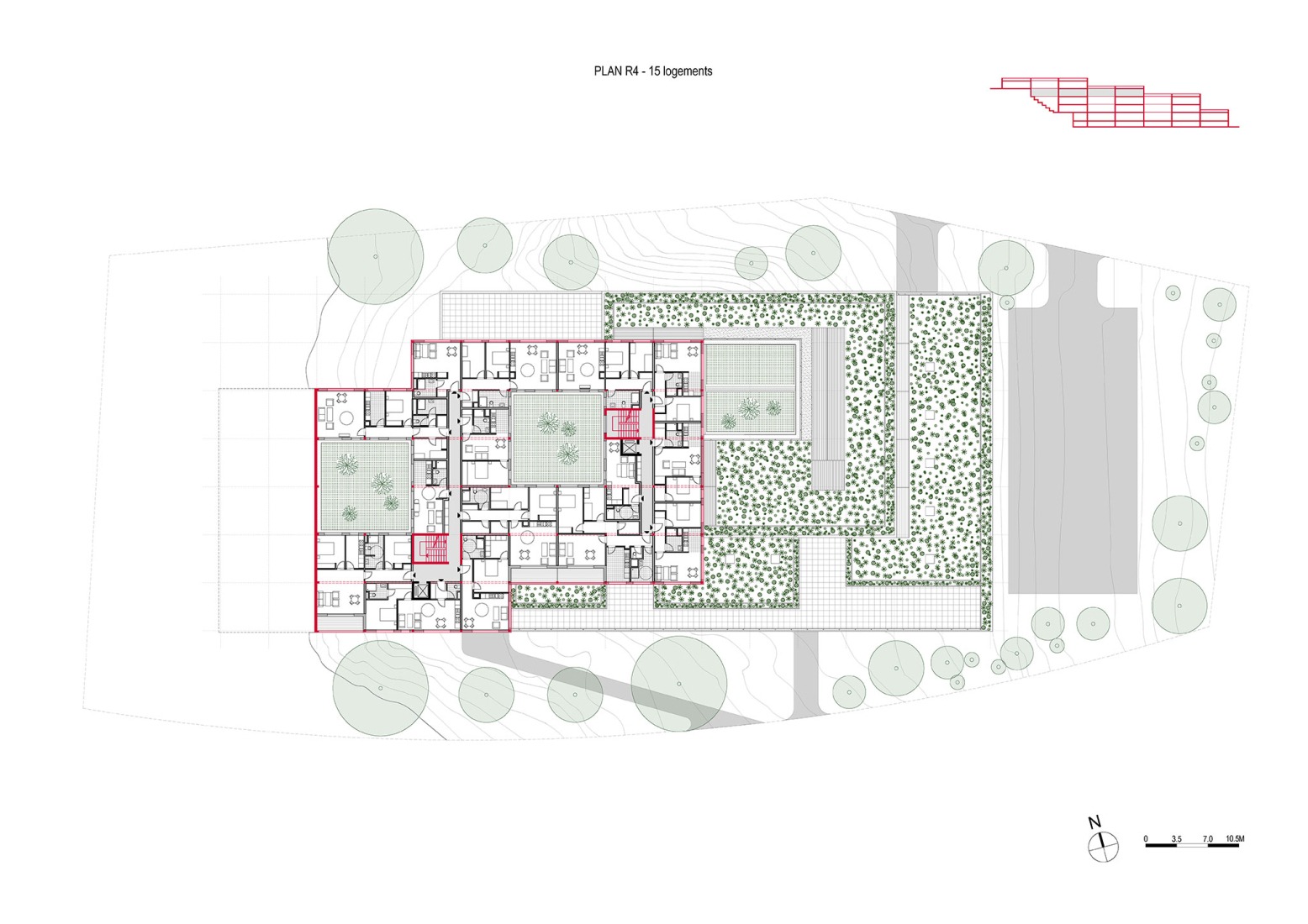Fourth floor plan. Jean Moulin by AZC architectes.