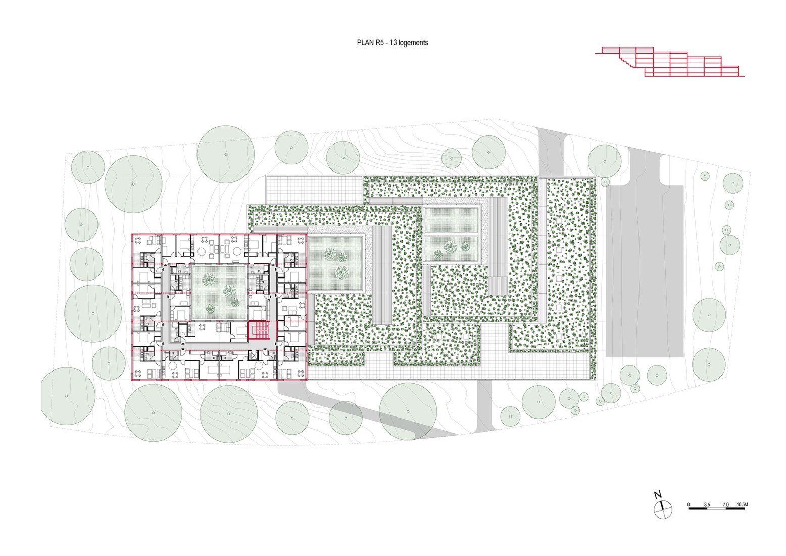Fifth floor plan. Jean Moulin by AZC architectes.