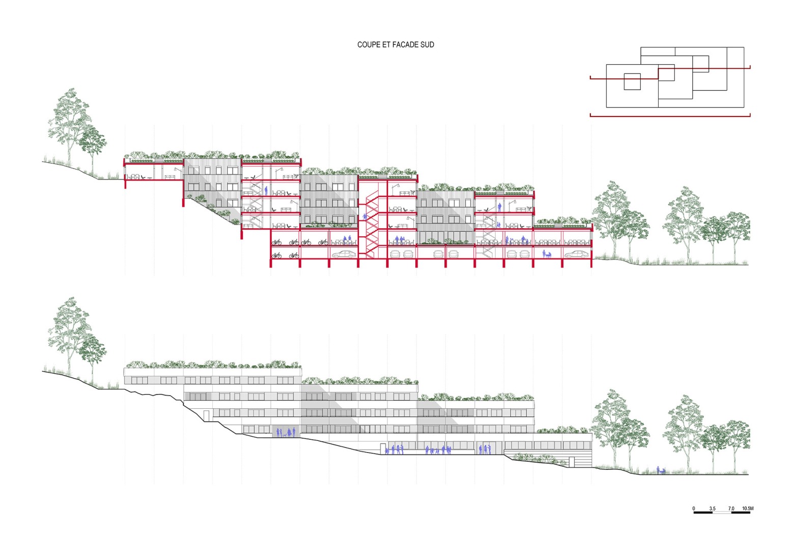 Section. Jean Moulin by AZC architectes.