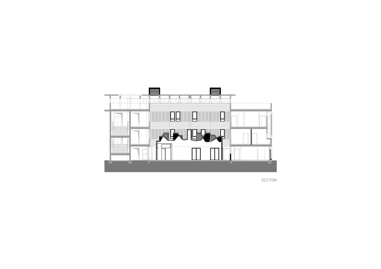 Section. Technological Center - Ashdod by Daniel Azerrad Architects.