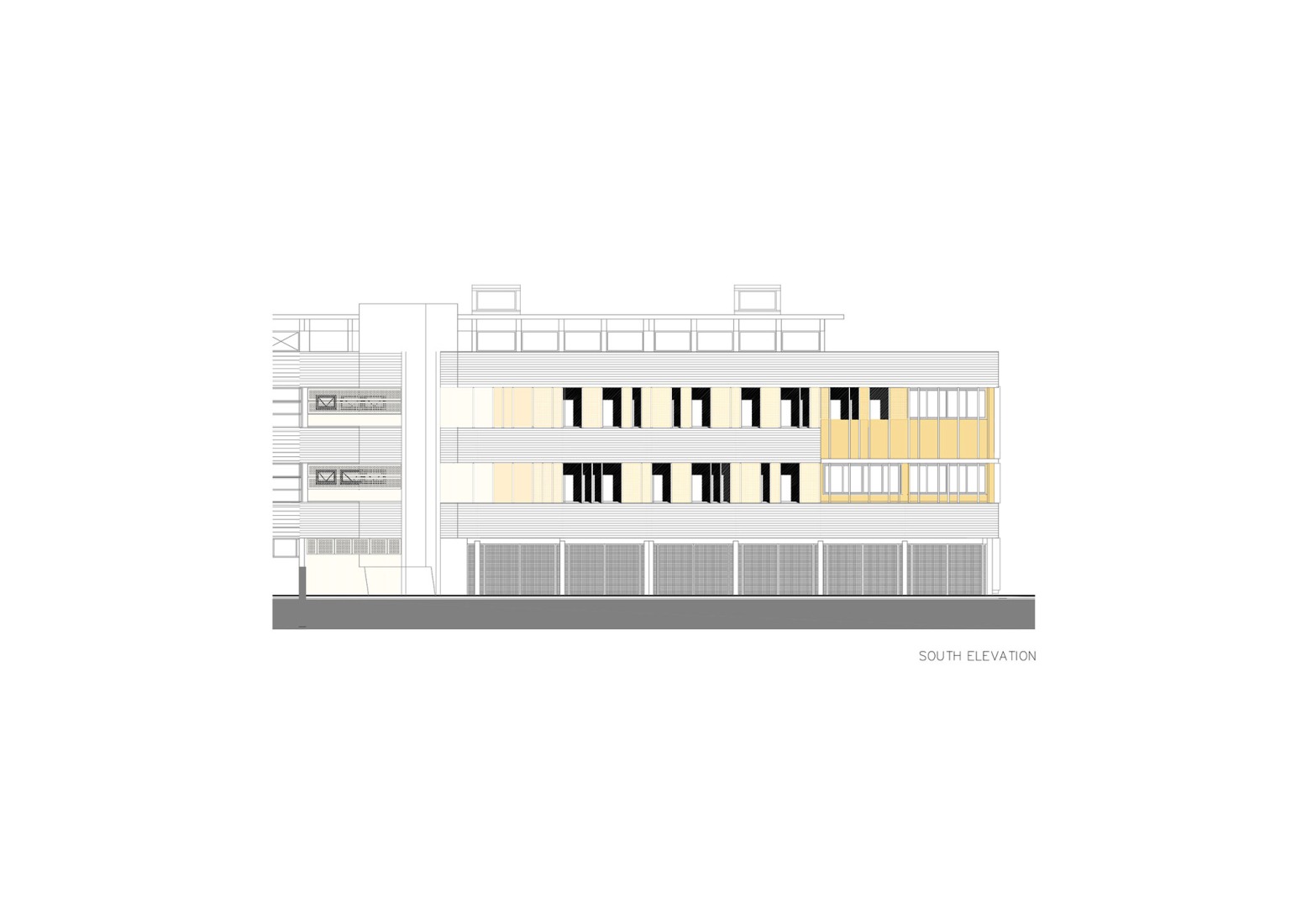 South Elevation. Technological Center - Ashdod by Daniel Azerrad Architects.
