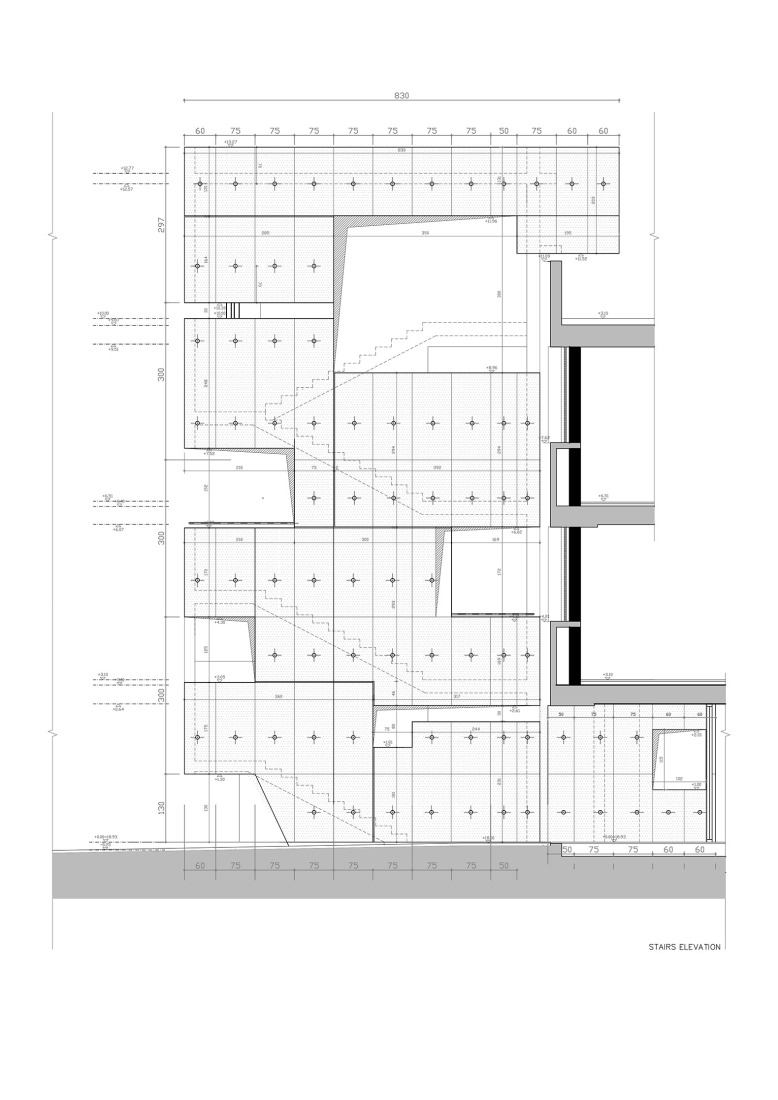Stairs Elevation. Technological Center - Ashdod by Daniel Azerrad Architects.