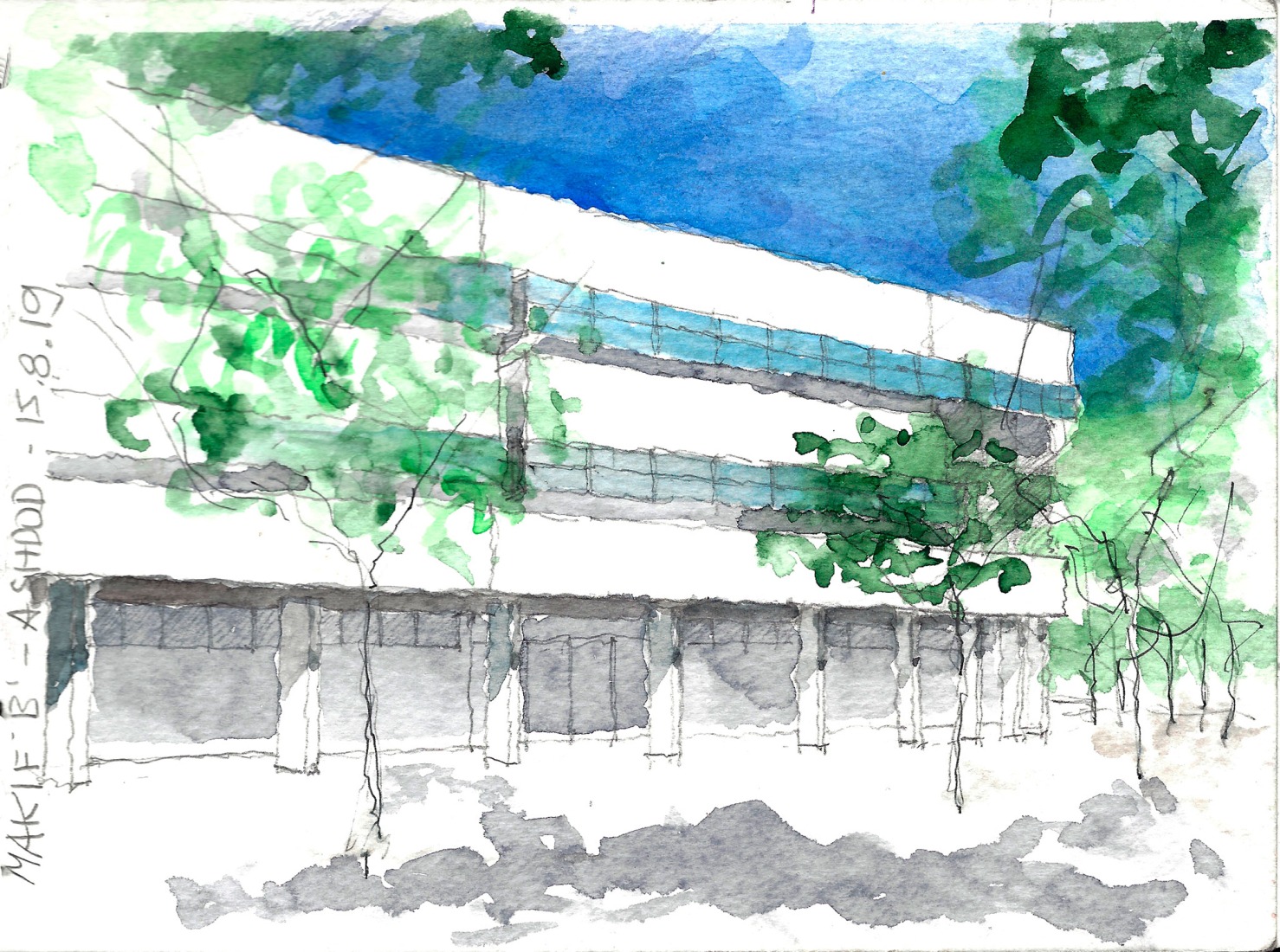 Sketches. Technological Center - Ashdod by Daniel Azerrad Architects.