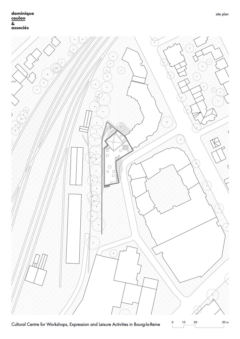 Site plan. Cultural Centre in Bourg-la-Reine by Dominique Coulon & associés.