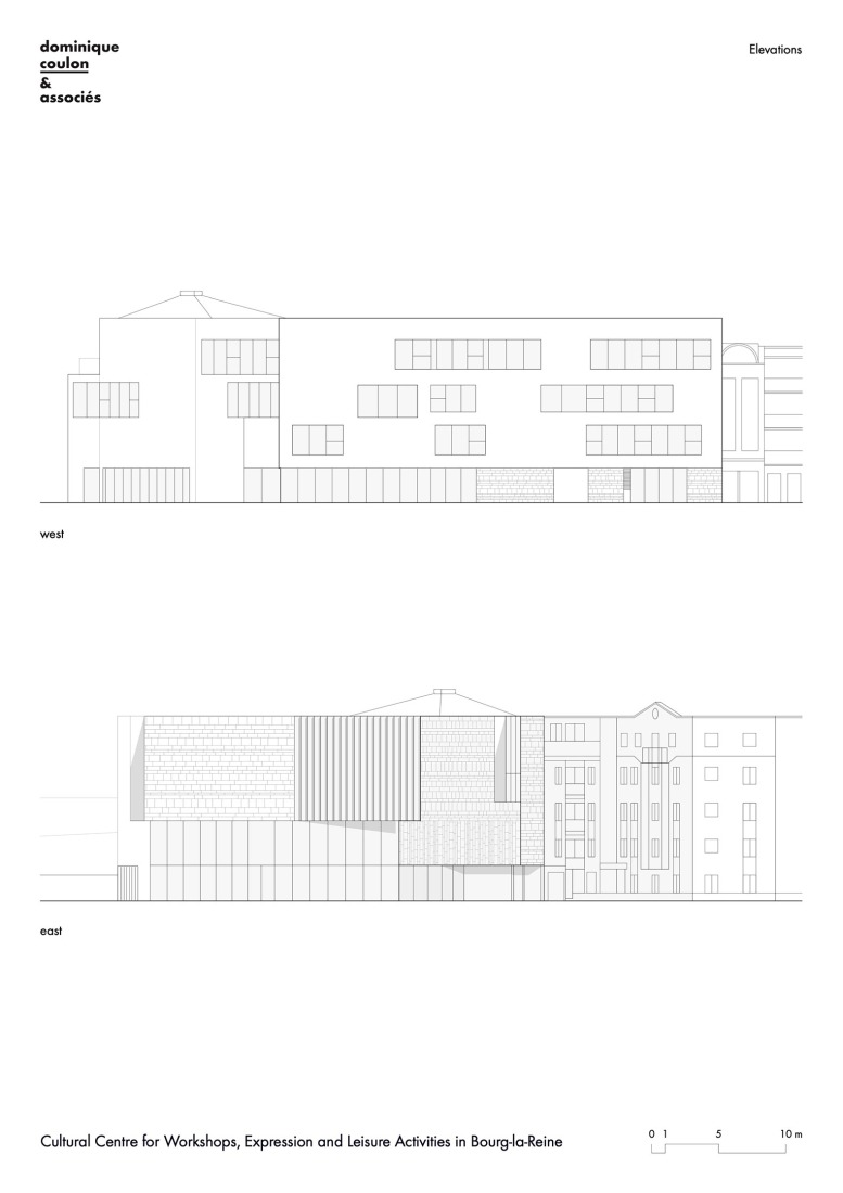 Elevations. Cultural Centre in Bourg-la-Reine by Dominique Coulon & associés.