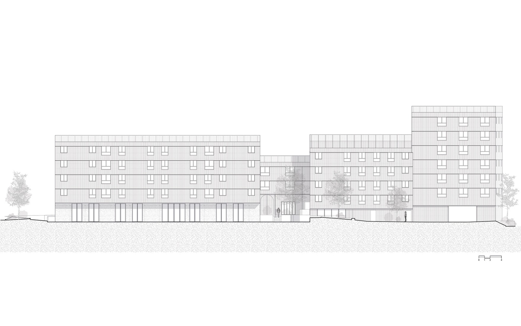 North-East elevation. Student residence in Cergy by graal.