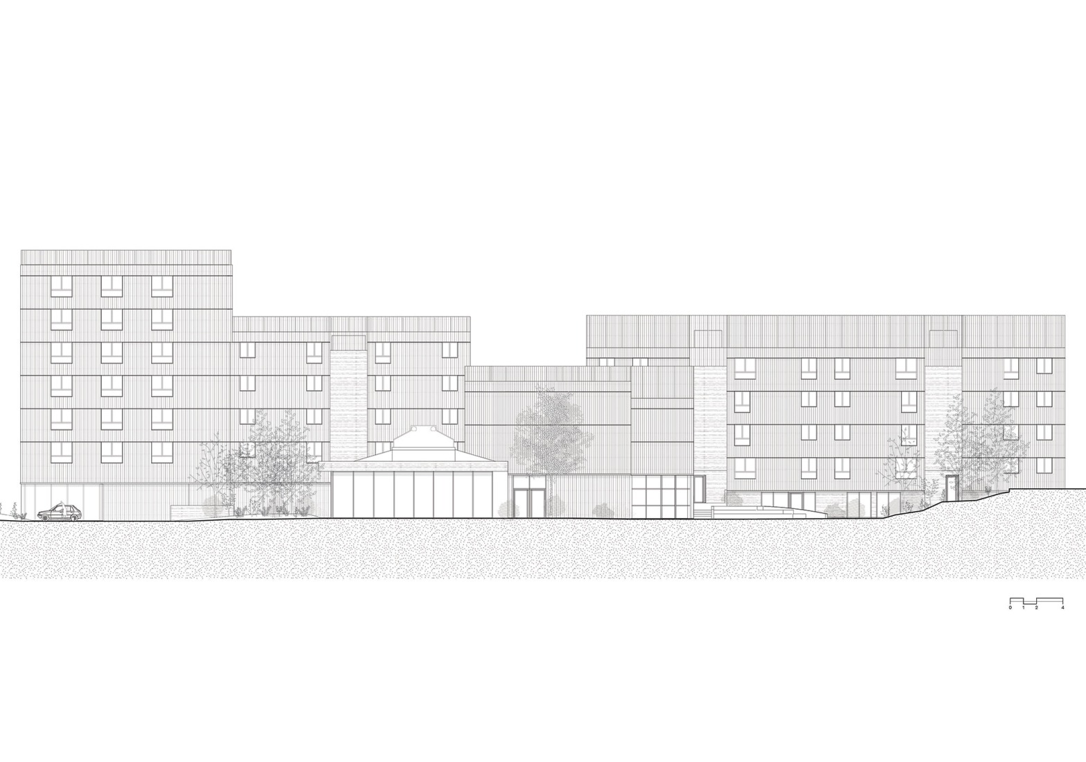 South-West elevation. Student residence in Cergy by graal.