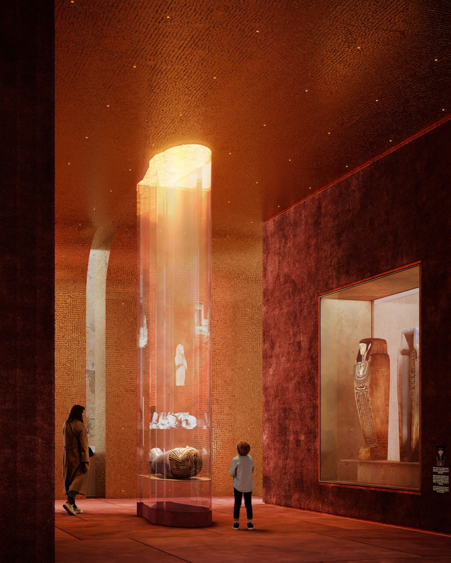 British Museum's Western Range renovation by Lina Ghotmeh Architecture. Rendering courtesy by The British Museum.