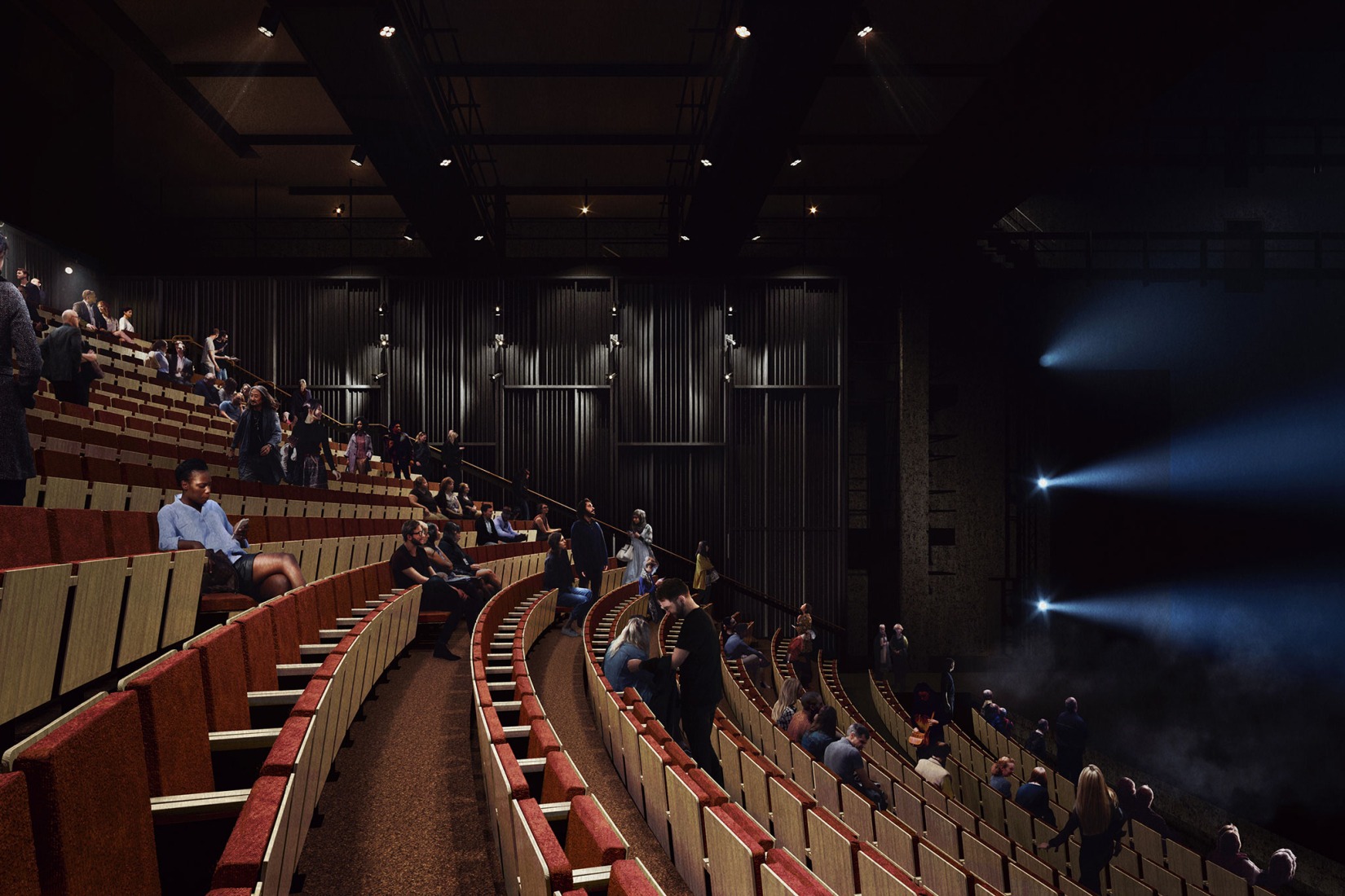 Rendering. Sadler’s Wells Dance Theatre by O'Donnell + Tuomey.