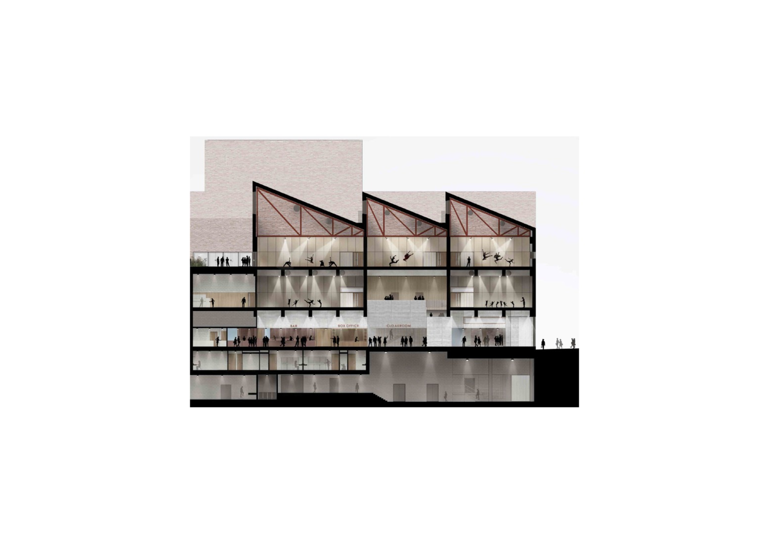 Section. Sadler’s Wells Dance Theatre by O'Donnell + Tuomey.