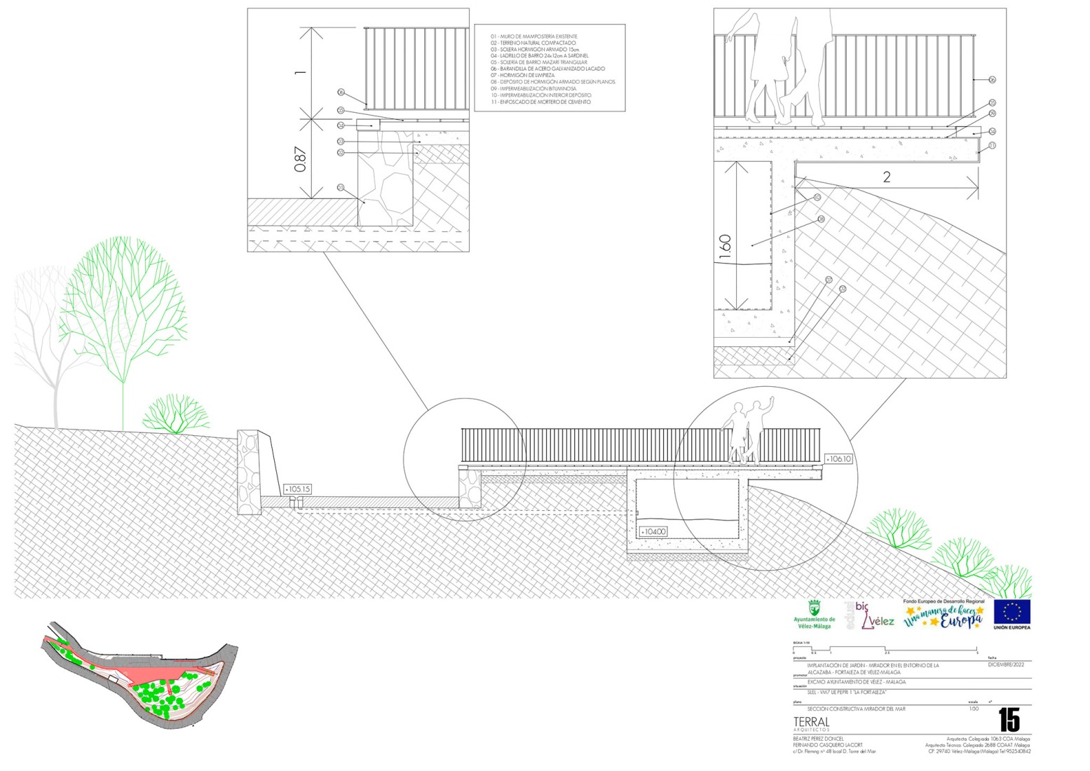 Sección. Jardín mirador por Terral Arquitectos.