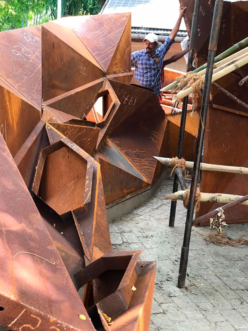 Construction process. Darwin Bucky by andblack design studio. Photograph by Vinay Panjwani.