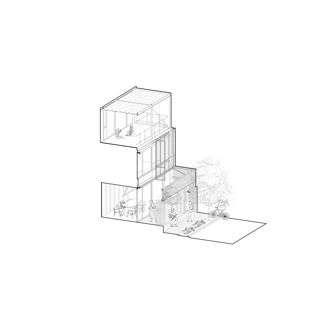 Axonométrica interior. 6x6x9 por Plano Compartido.
