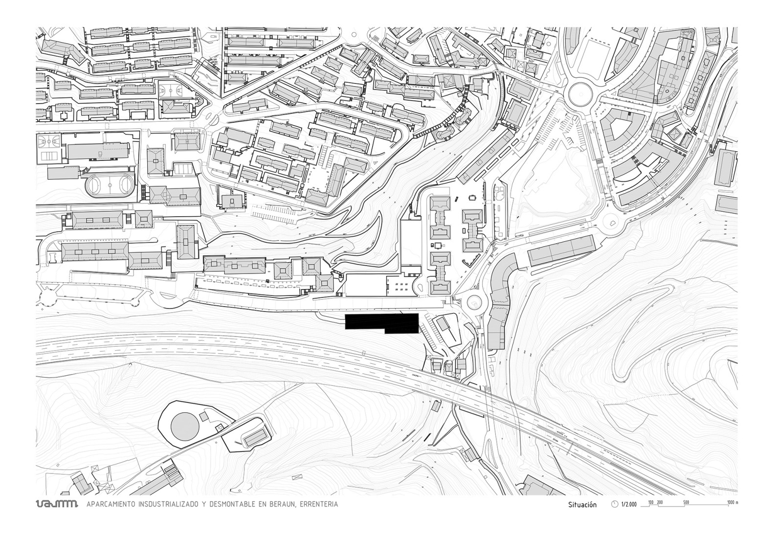 Site plan. Parking building in Errenteria by VAUMM.   