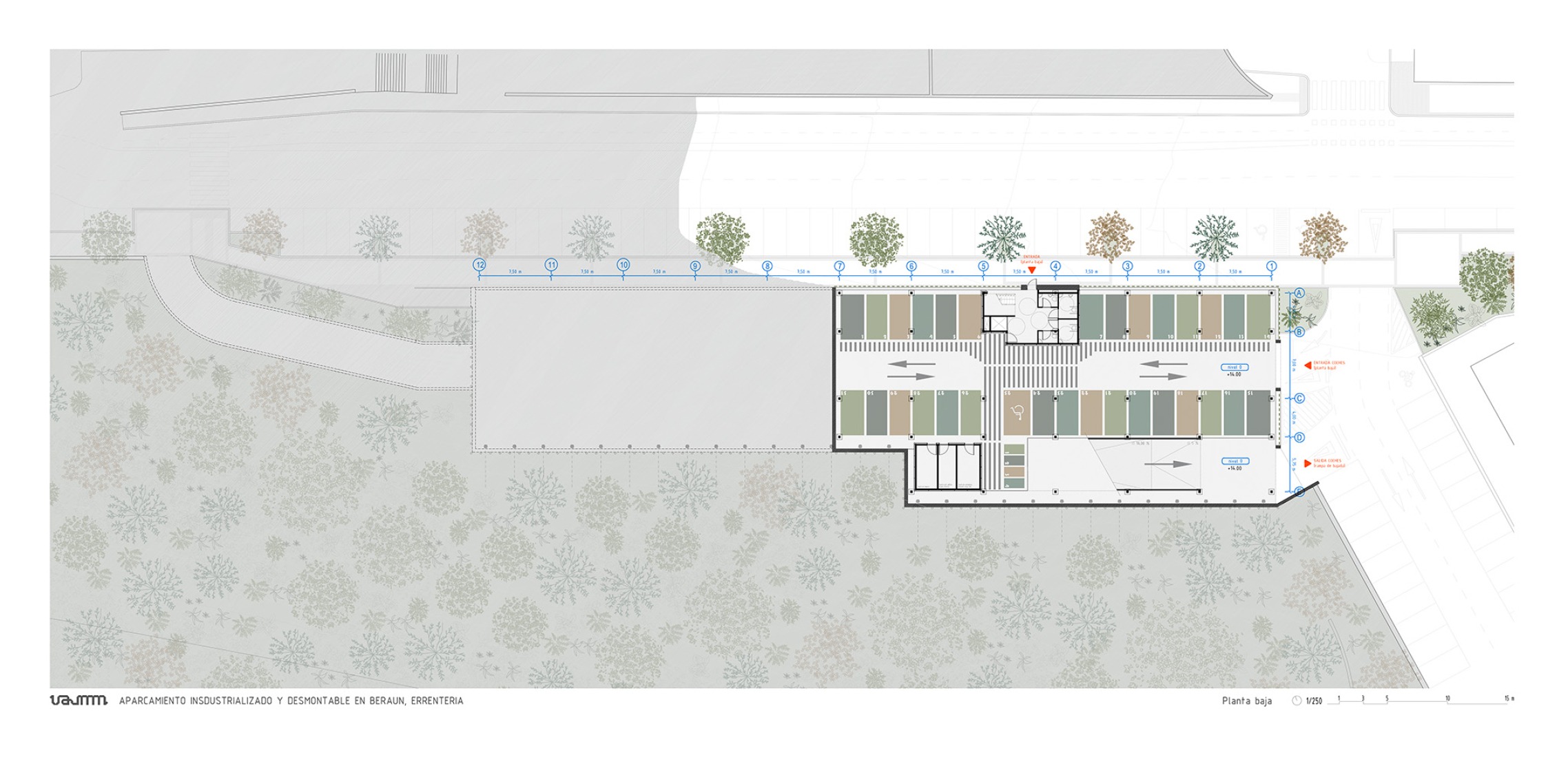Ground floor plan. Parking building in Errenteria by VAUMM. 