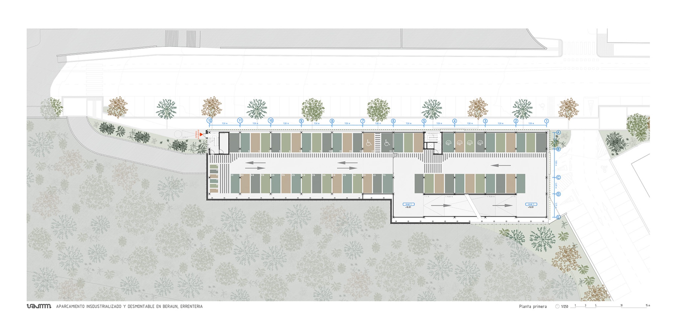 First floor plan. Parking building in Errenteria by VAUMM. 