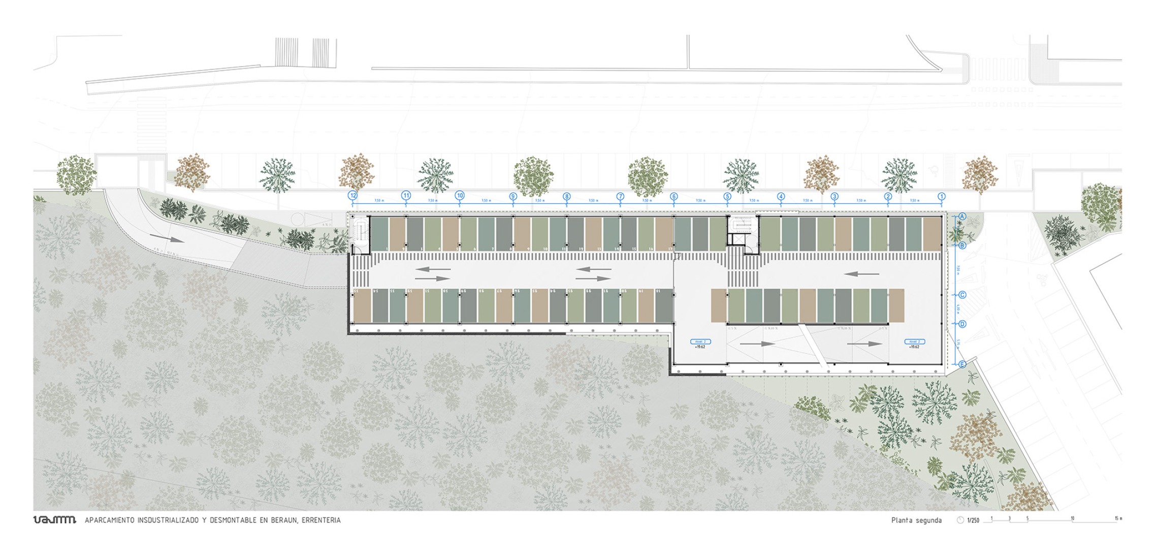 Second floor plan. Parking building in Errenteria by VAUMM.