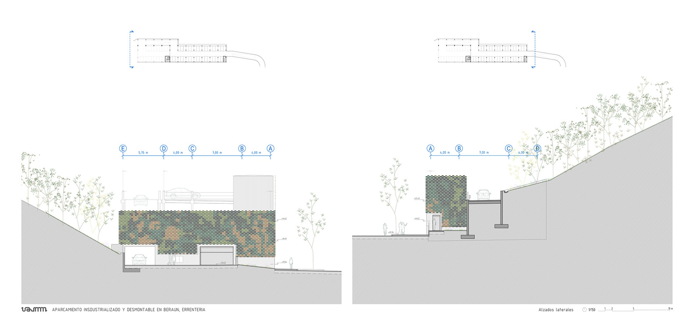 Transversal elevation. Parking building in Errenteria by VAUMM.