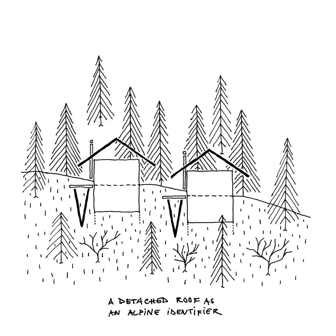 Boceto. «Casas alpinas gemelas» por Dekleva Gregoric Architects.